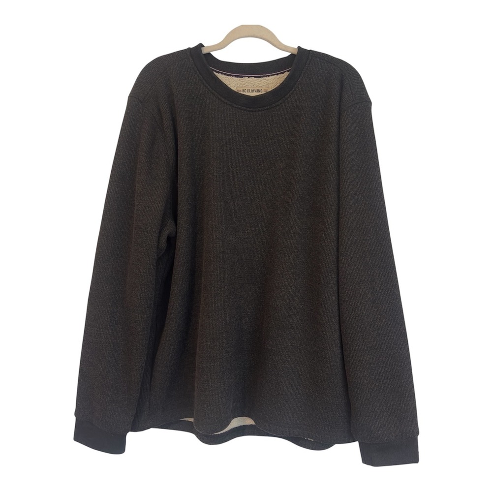BC Clothing Heritage Mens XXL Sherpa Lined Crewneck Sweatshirt Charcoal Gray